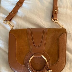 See By Chloe Brown Crossbody Bag with Signature Ring Detail